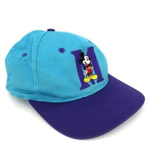 Vintage Disney Mickey Mouse Hat Cap Snapback Blue Purple 90s Y2K Embroidered OS